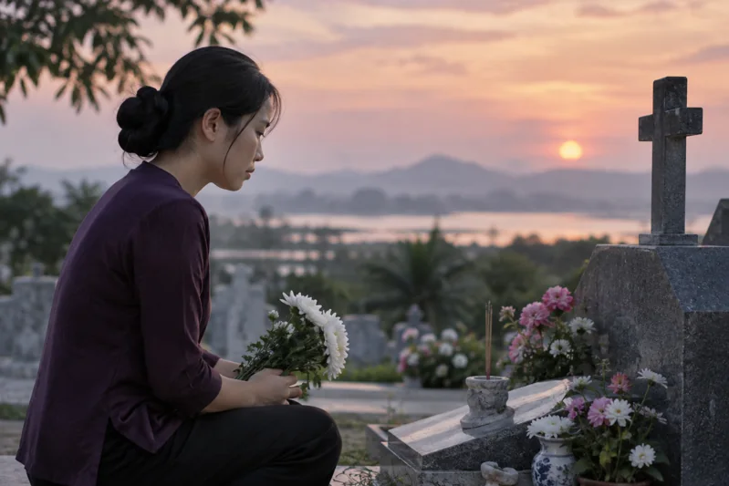 Người đang tưởng nhớ thân nhân; không dựng phiên tòa trên trời.