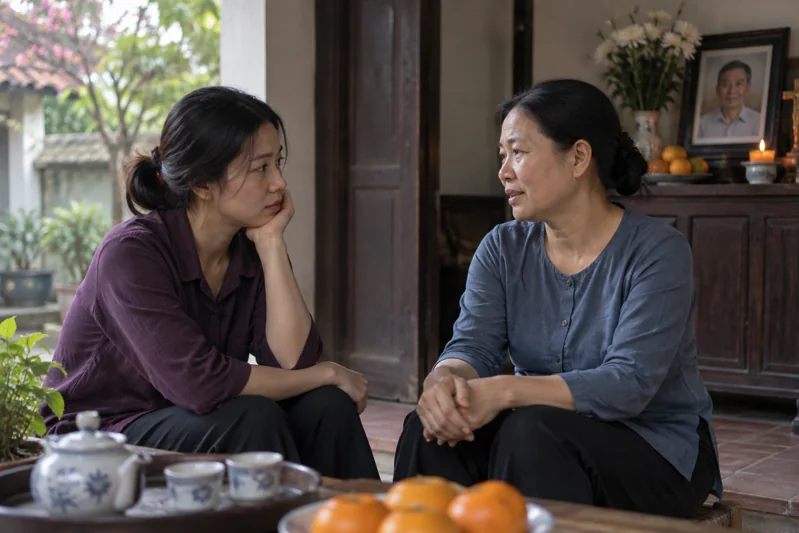 Hai người bạn trò chuyện về người cha đã mất; không dựng trại giam luyện tội.